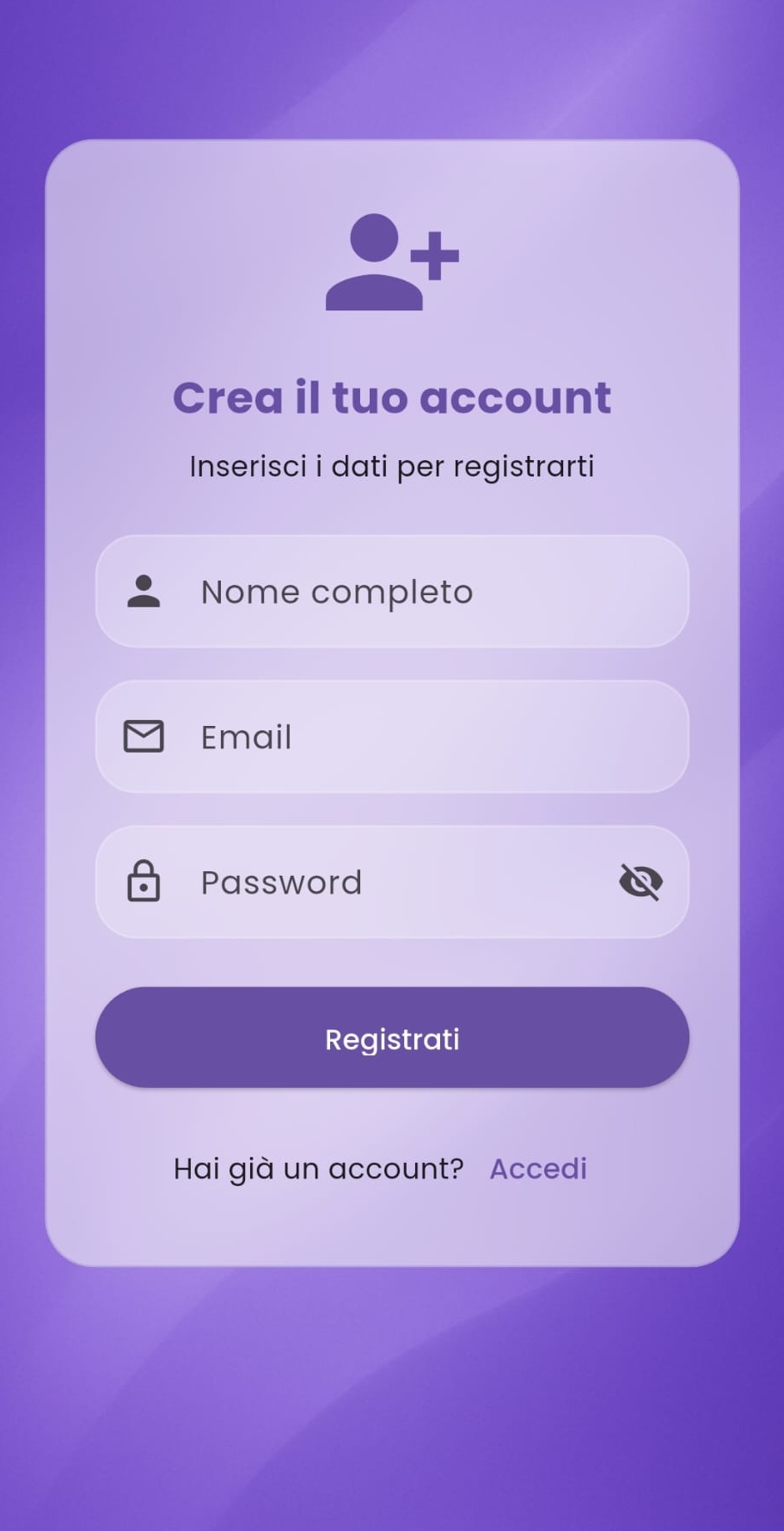 Screen Registrazione