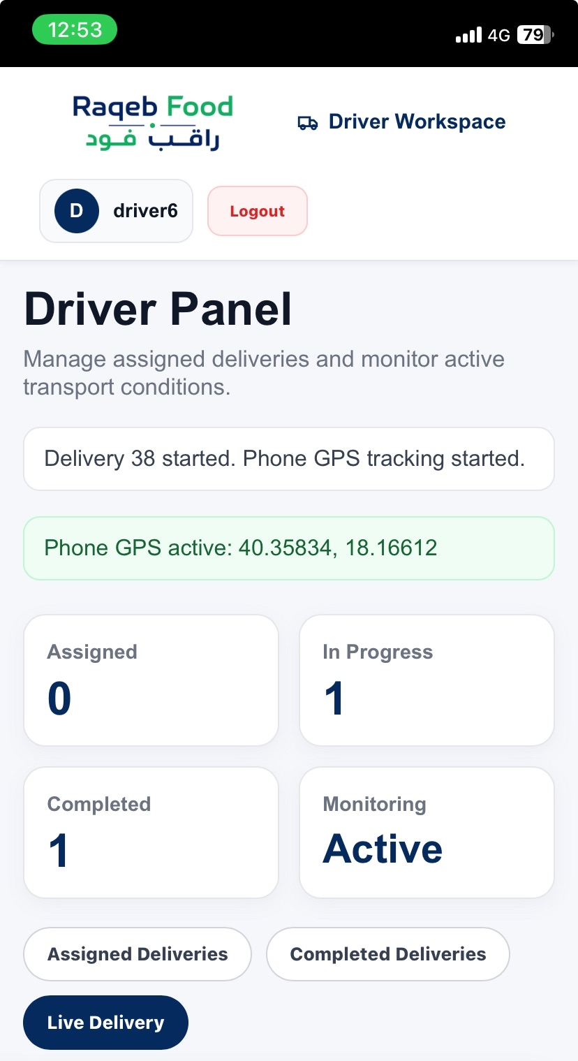 Driver mobile dashboard with active delivery monitoring